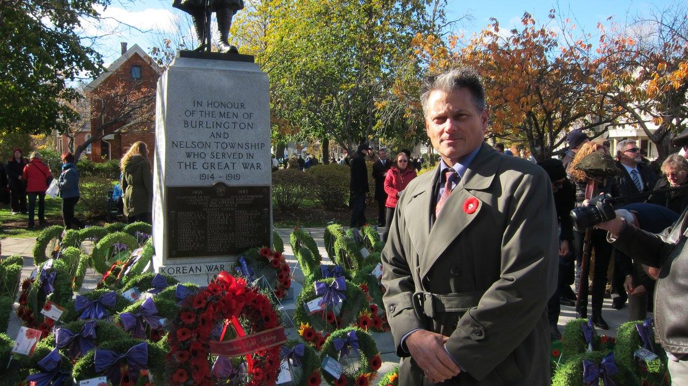 At the cenotaph in 2016